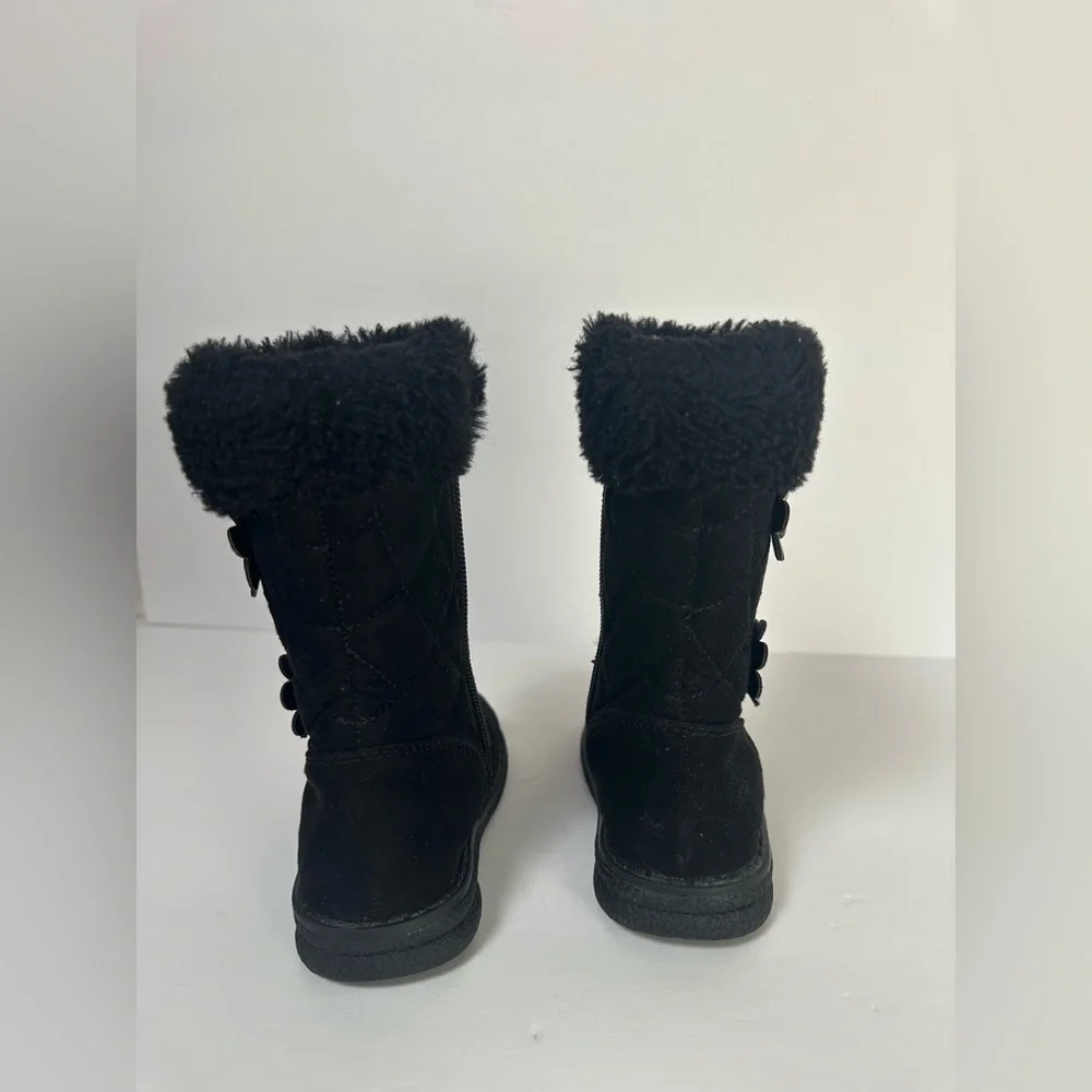 Rachel Shoes Toddler Girl Faux Fur Suede Boots Black Size 6